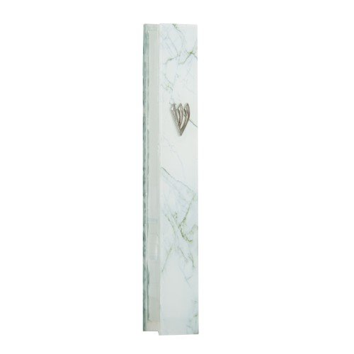 Beige Marble Design Glass Mezuzah Case