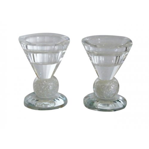 Bell-shaped Shabbat Candlesticks with Crushed Glass - Small