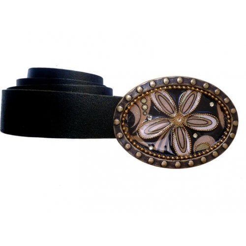 Belt with Flower Design Buckle by Iris Design