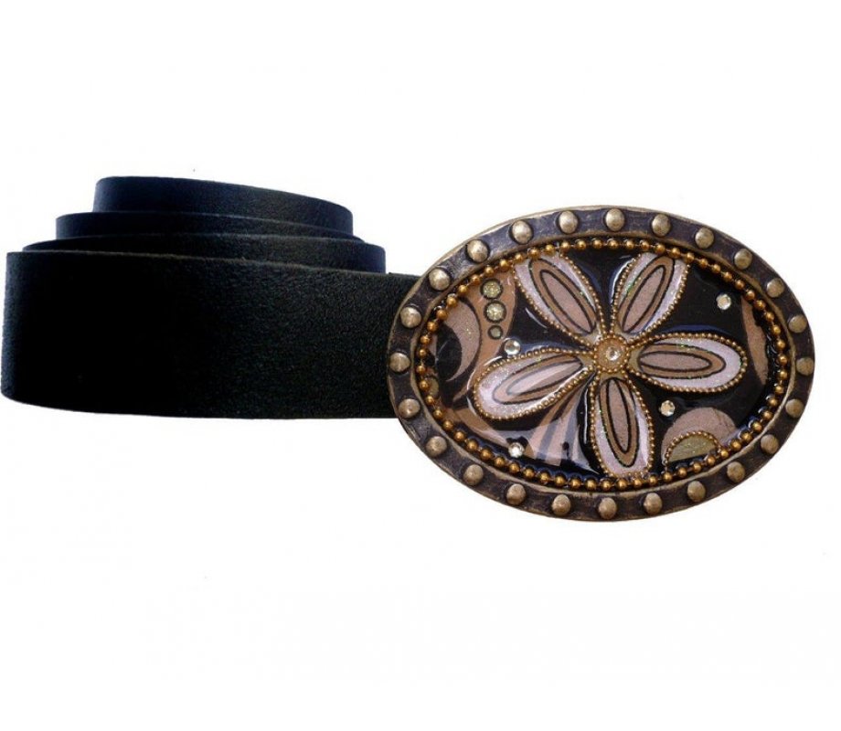 Belt with Flower Design Buckle by Iris Design