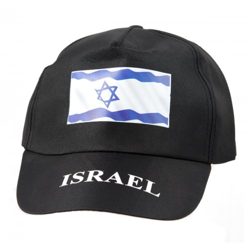 Black Baseball Cap with Israeli Flag Decoration