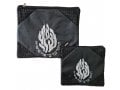 Black Faux Leather Tallit and Tefillin Bag Set - Embroidered Breslev Flames