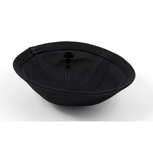 Black Linen Design Cloth Kippah with Attached Clip