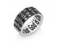 Black Oxidized Sterling Silver Ring with Words of Shema Yisrael Prayer