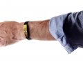 Black Rubber Wristband Bracelet with Gold Metal Plaque - Shema Yisrael