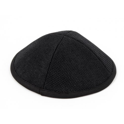 Black Textured Cloth Kippah with Attached Clip