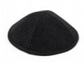 Black-Gray Fabric Kippah with Textured Design - Hidden Clip Inside