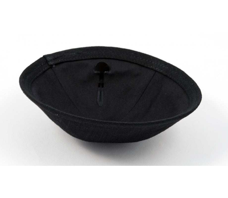 Black-Gray Linen Kippah with Light Checkered Design – Hidden Clip Inside