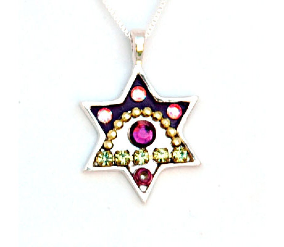 Black-Violet Star of David Pendant by Ester Shahaf