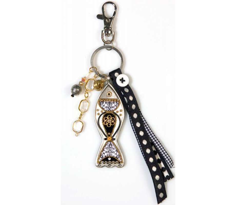 Black-White Fish Keychain by Ester Shahaf