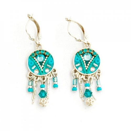 Blue Bead Oriental Earrings by Ester Shahaf