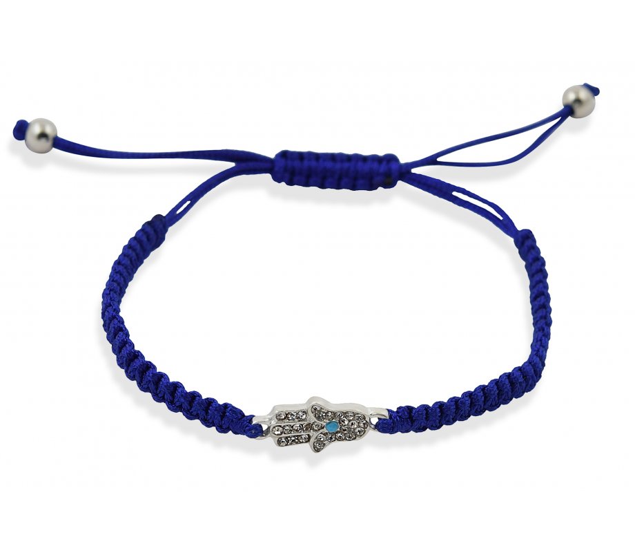 Blue Braided String Hamsa Kabbalah Bracelet Ajudaica Blue Braided String Hamsa Kabbalah Bracelet