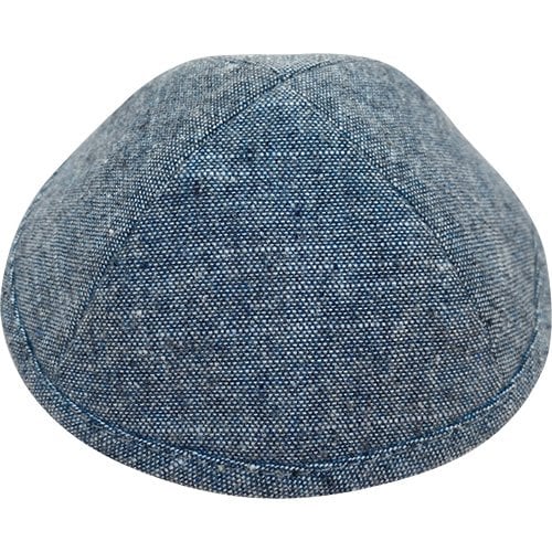 Blue Fabric Kippah with Four Panels - Choice of Two Sizes