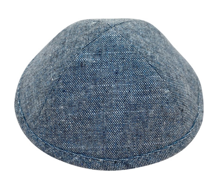 Blue Fabric Kippah with Four Panels - Choice of Two Sizes