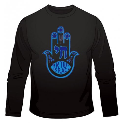 Blue Hamsa Chai Long Sleeve T-Shirt