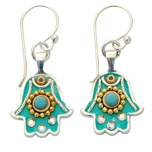 Blue Hamsa Earrings by Ester Shahaf