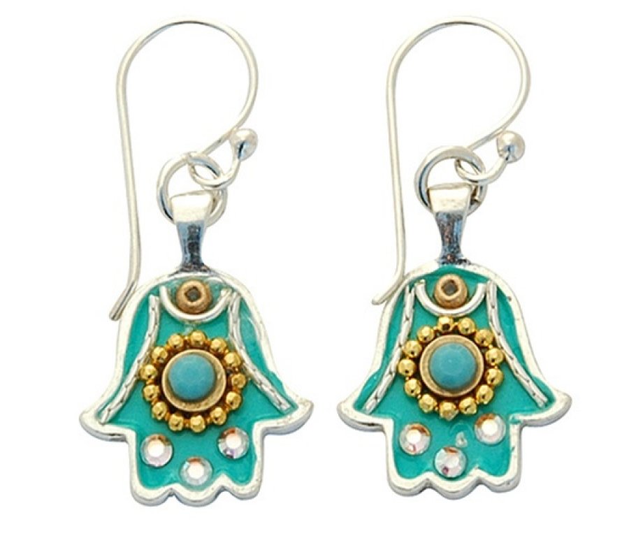 Blue Hamsa Earrings by Ester Shahaf