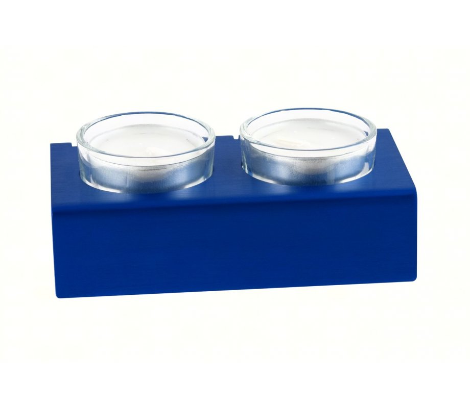 Blue Shabbat Shalom Travel Candle holdersSidler