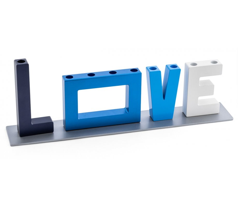 Blue, White and Black LOVE Chanukah Menorah - Israel Museum
