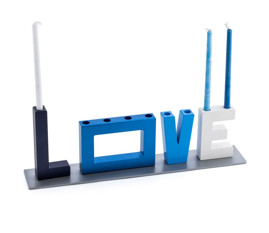 Blue, White and Black LOVE Chanukah Menorah - Israel Museum