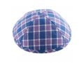 Blue and Lilac Cotton Fabric Kippah  Checkered Design