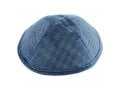Blue and White Cotton Fabric Kippah - Small Crisscross Design