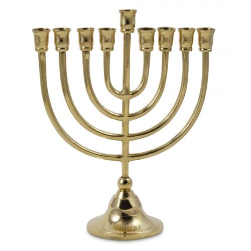 Brass Chanukah Menorah Classic Design, for Candles - 10 Inches