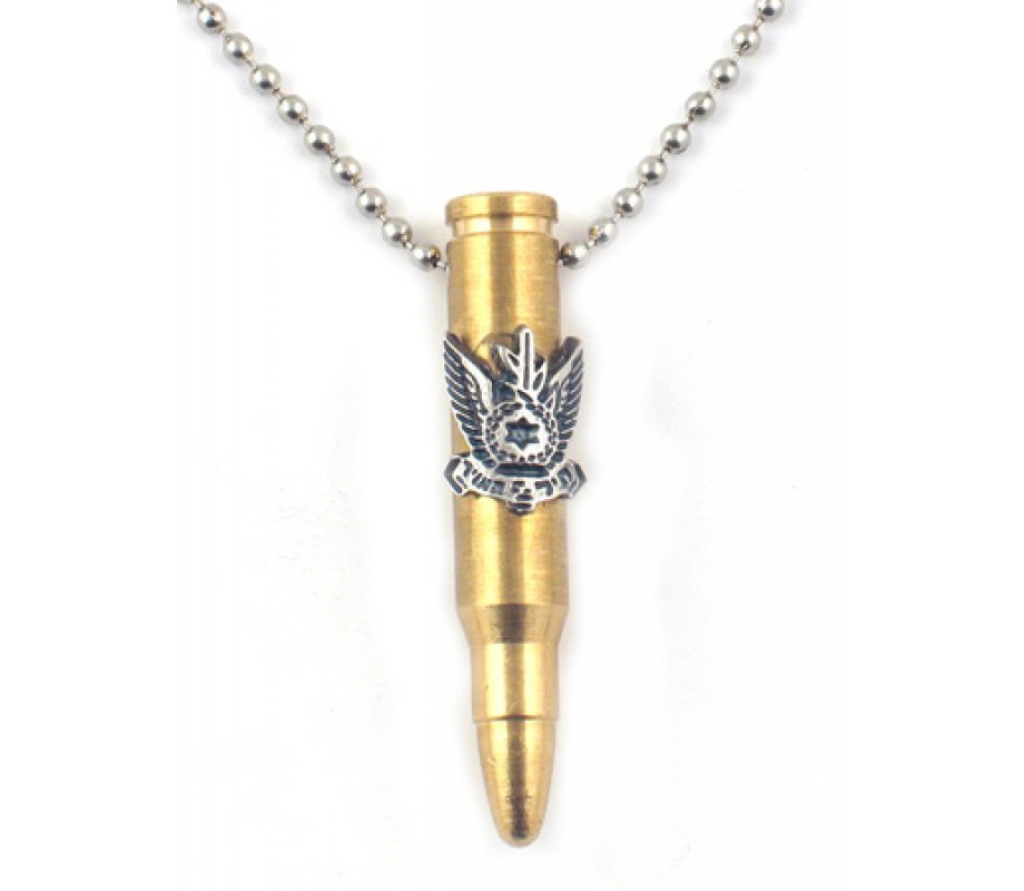 Bronze Israeli Army M-16 Rifle Bullet Pendant - Air Force Emblem