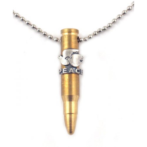 Bronze Israeli Army M-16 Rifle Bullet Pendant - Dove of Peace Emblem