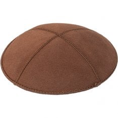 Brown Suede Kippah with Brown Trimming