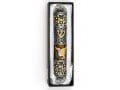 Brown and Gold Enamel Rounded Mezuzah Case - Dove of Peace