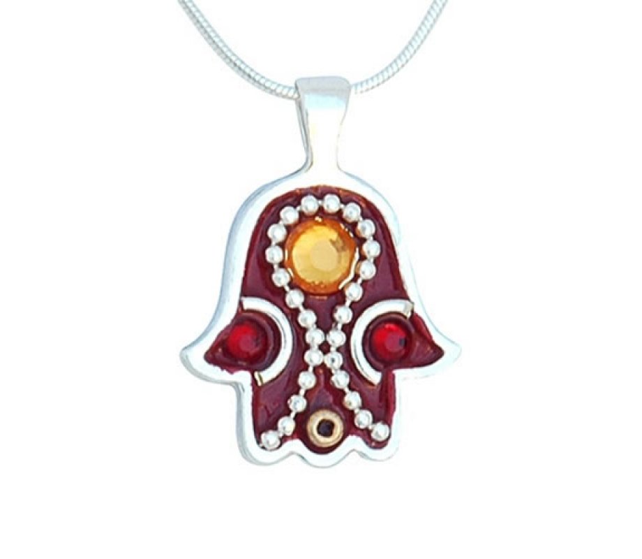 Burgundy Hamsa Jewelry by Ester Shahaf