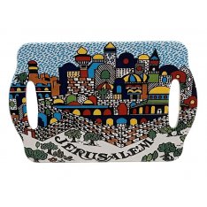 Ceramic Armenian Style Tray with Colorful Jerusalem Design