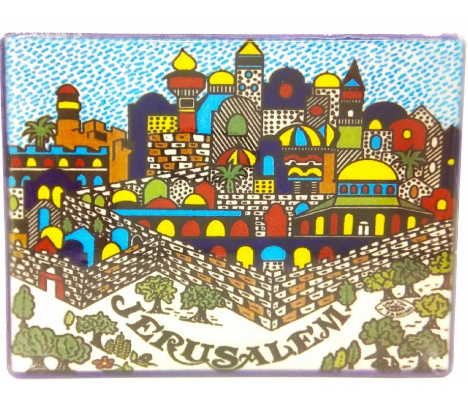 Ceramic Magnet - View of Jerusalem in Armenian Art Style