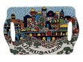 Ceramic Serving Tray with Jerusalem View in Colorful Armenian Art Style