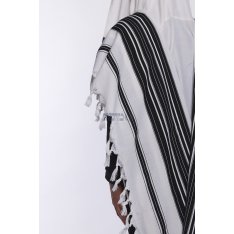 Chabad Traditional Wool Tallit Non Slip Prayer Shawl with Thin Handmade Tzitzit
