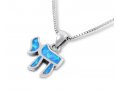 Chai Necklace Hebrew Letter Opal Stone Sterling Silver Necklace Pendant