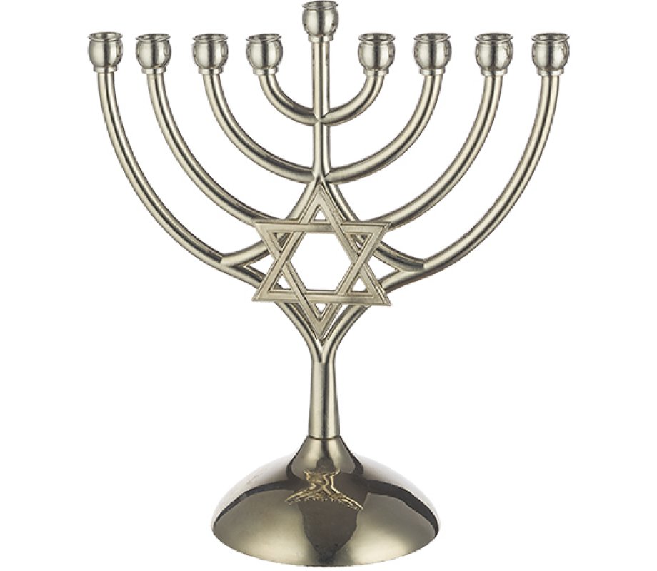 Chanukah Menorah, Curved Branches with Integrated Star of David - 6.3