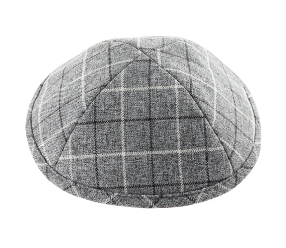 Checked Gray Cloth Kippah