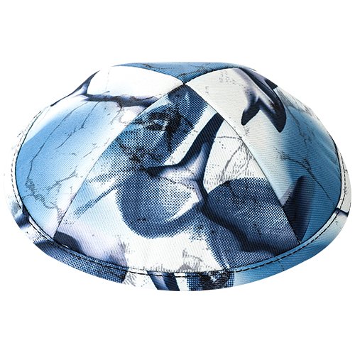 Children's Blue and White Tie Dye Design Flat Cloth Kippah