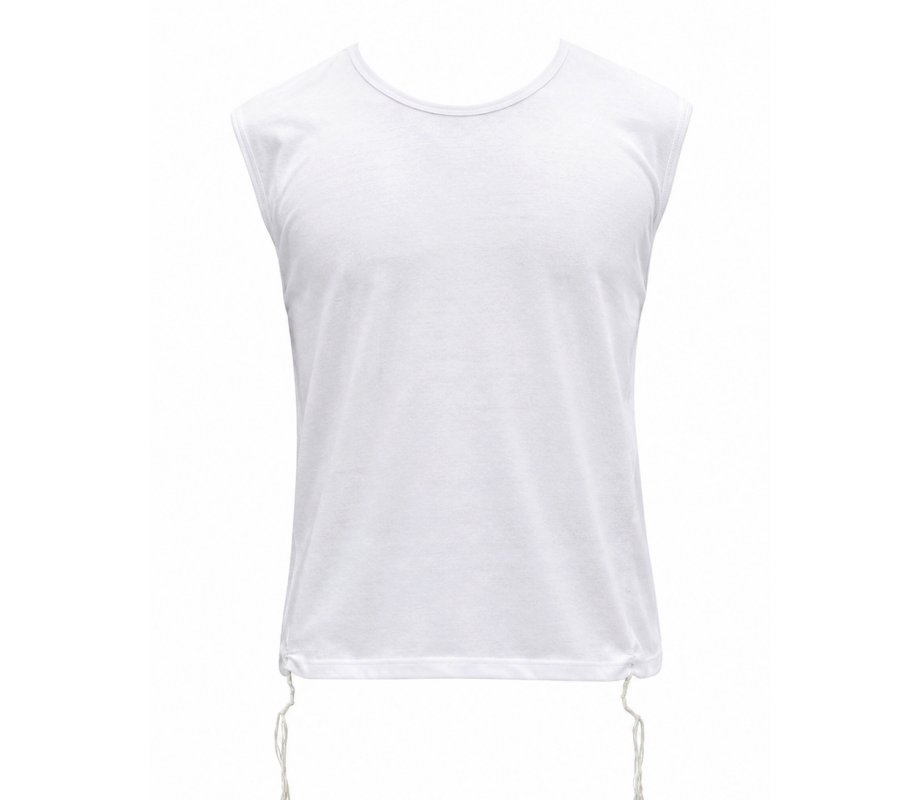 Childrens White Sleeveless Undershirt with Tzitzit