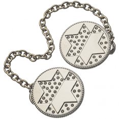 Circular Tallit Prayer Shawl Clips, Nickel Plated - Decorative Star of David