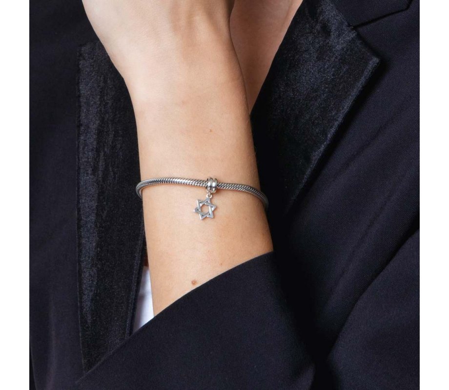 Classic Dangling Silver Star of David Charm