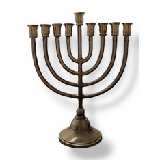 Classic Design Dark Gold Chanukah Menorah, for Candles - 10 Inches