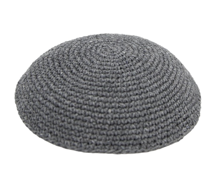 Classic Gray Knitted Kippah - Available in a Choice of 2 Sizes