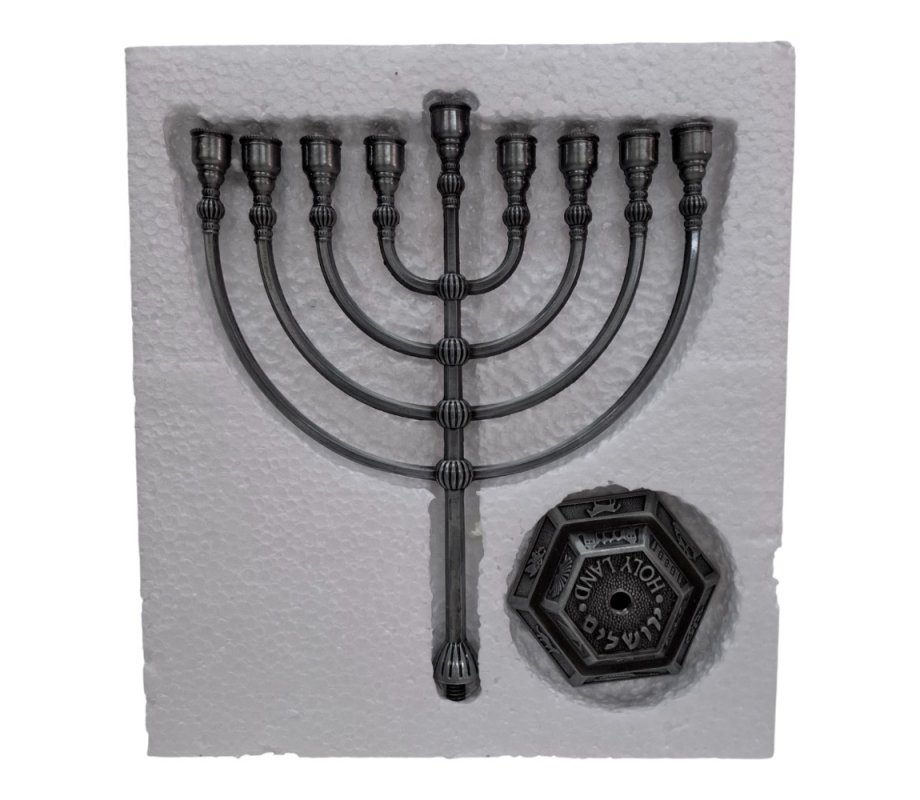 Classic Pewter Color Chanukah Menorah