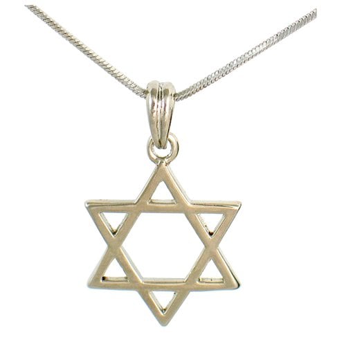 Classic Rhodium Silver Necklace with Magen David pendant