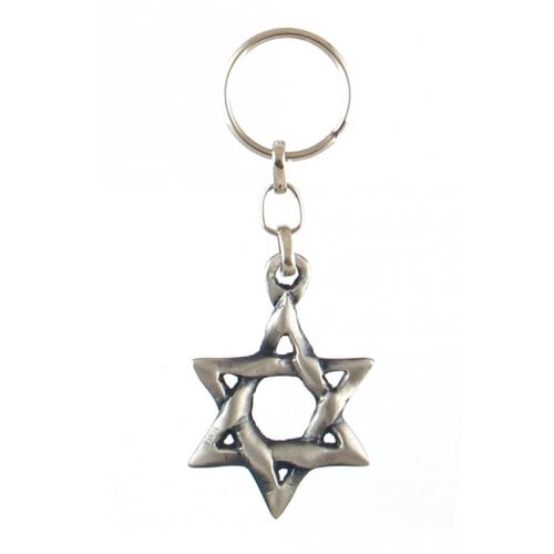 Classic Silver Star of David Keychain - Pewter