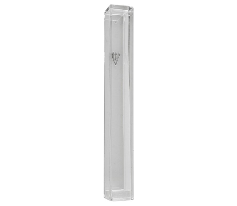 Classic Transparent Plastic Mezuzah Case – Silver Shin