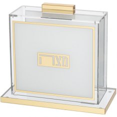 Clear Acrylic Passover Matzah Holder - With Classic Gold Design